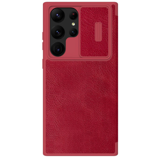 Samsung S23 ULTRA kaaned kaamera kaitsega Nillkin Qin Leather Pro nahast punane