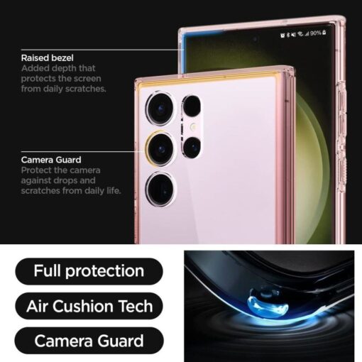 Samsung S23 ULTRA umbris Spigen Ultra Hybrid silikoonist servade ja plastikust tagusega roosa kristall 14