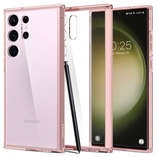 Samsung S23 ULTRA umbris Spigen Ultra Hybrid silikoonist servade ja plastikust tagusega roosa kristall