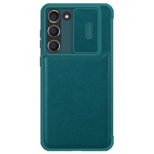 Samsung S23 kaaned kaamera kaitsega Nillkin Qin Leather Pro nahast roheline