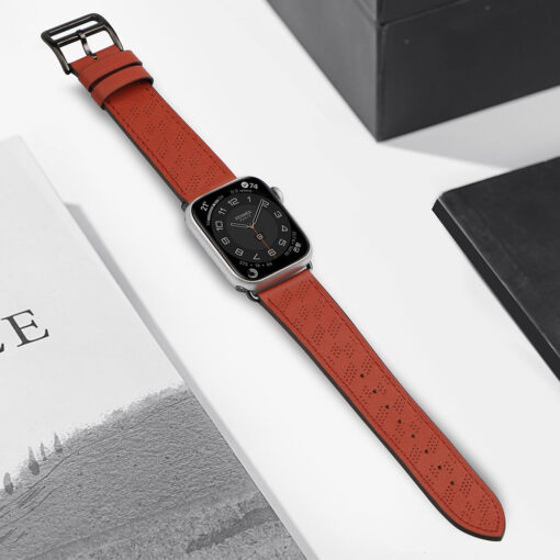 Apple Watch 414038mm Stiilne nahkrihm punane 3