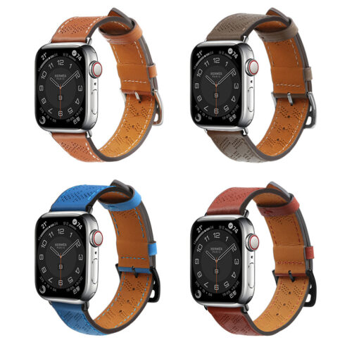 Apple Watch 49454442mm Stiilne nahkrihm punane 5