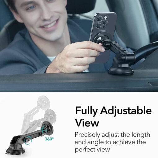 ESR Car Holder Halolock MagSafe telefonihoidik autosse armatuurile ja tuuleklaasile must 7