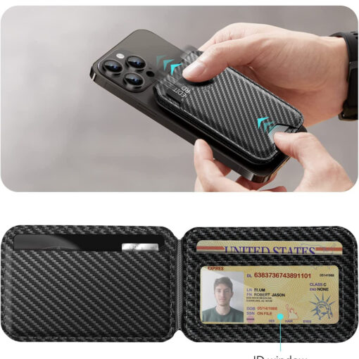 MagSafe kaarditasku ESR Desk Holder Halolock Vegan Leather Wallet Stand Black Sheepskin 5