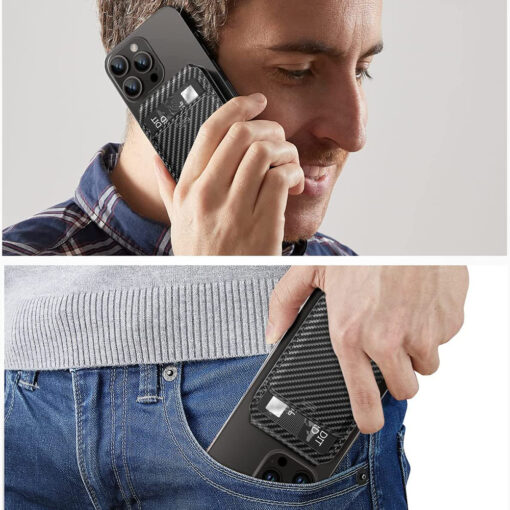 MagSafe kaarditasku ESR Desk Holder Halolock Vegan Leather Wallet Stand Carbon Fiber 3