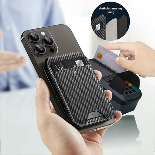 MagSafe kaarditasku ESR Desk Holder Halolock Vegan Leather Wallet Stand Carbon Fiber 5