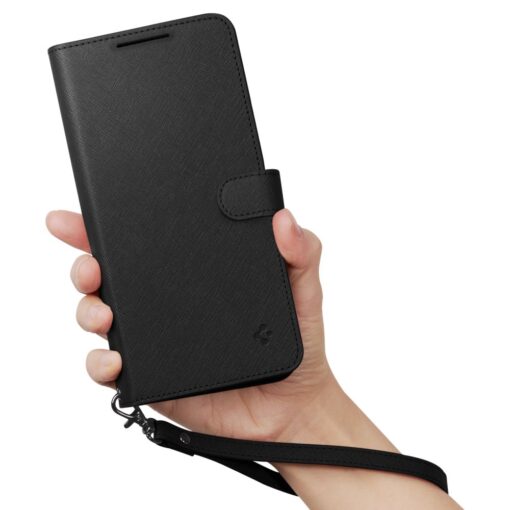 Samsung A54 raamatkaaned Spigen Wallet S Plus kunstnahast must 6