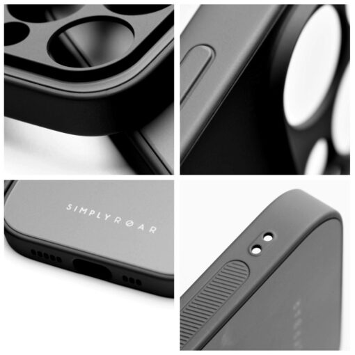 iPhone 11 PRO MAX umbris Roar Matte Glass silikoonist servade ja plastikust tagusega must 3
