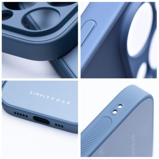 iPhone 12 umbris Roar Matte Glass silikoonist servade ja plastikust tagusega sinine 5