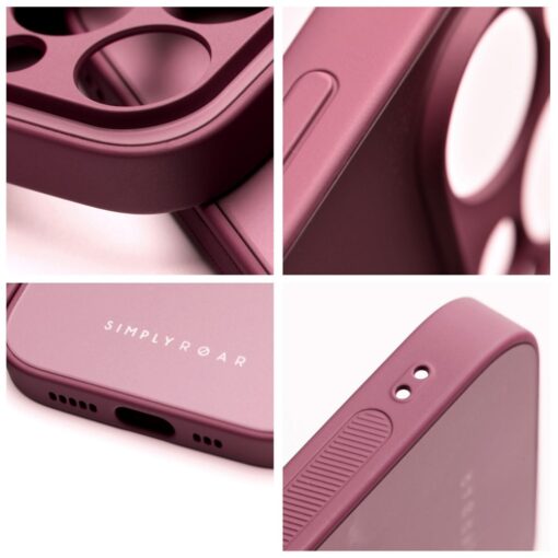 iPhone 14 PRO umbris Roar Matte Glass silikoonist servade ja plastikust tagusega kirsipunane 3
