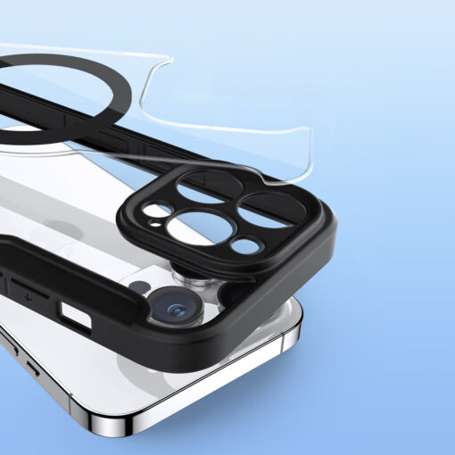 iPhone 14 Pro kaaned okoloogilisest nahast ja silikoonist Dux Ducis Skin X Pro MagSafe Black 10