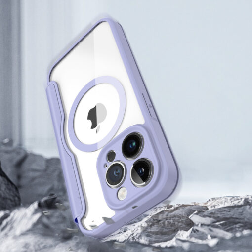 iPhone 14 Pro kaaned okoloogilisest nahast ja silikoonist Dux Ducis Skin X Pro MagSafe Purple 11