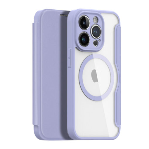 iPhone 14 Pro kaaned okoloogilisest nahast ja silikoonist Dux Ducis Skin X Pro MagSafe Purple