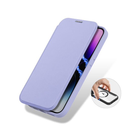 iPhone 14 Pro kaaned okoloogilisest nahast ja silikoonist Dux Ducis Skin X Pro MagSafe Purple 8