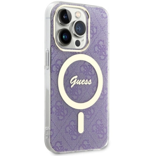 iPhone 14 Pro umbris silikoonist Guess GUHMP14LH4STU 4G MagSafe Purple 3