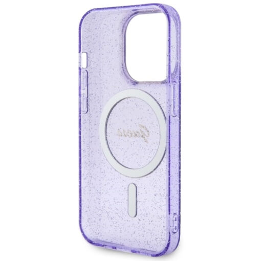 iPhone 14 Pro umbris silikoonist Guess GUHMP14LHCMCGU Glitter Gold MagSafe Purple 6