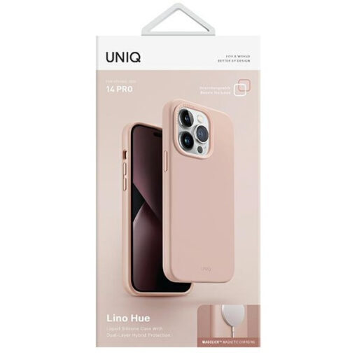 iPhone 14 Pro umbris silikoonist UNIQ Lino Hue Magclick MagSafe Blush Pink 6