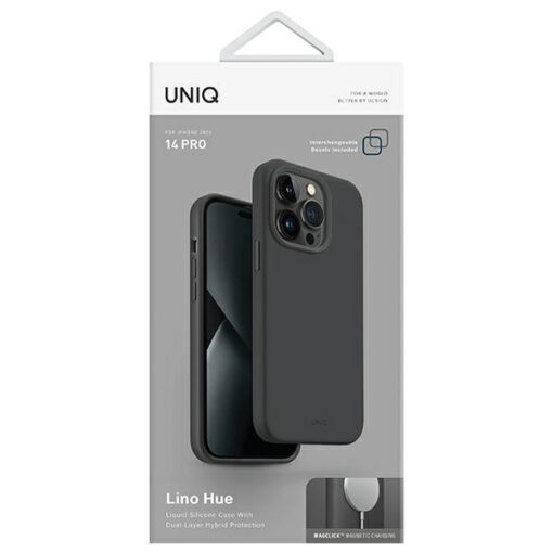 iPhone 14 Pro umbris silikoonist UNIQ Lino Hue Magclick MagSafe Charcoal Grey 6