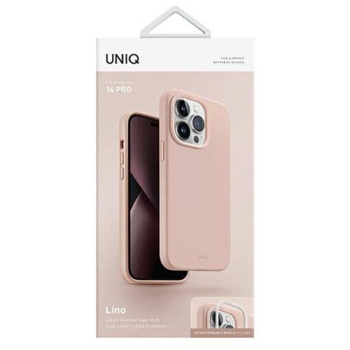 iPhone 14 Pro umbris silikoonist UNIQ Lino Pink Blush 6