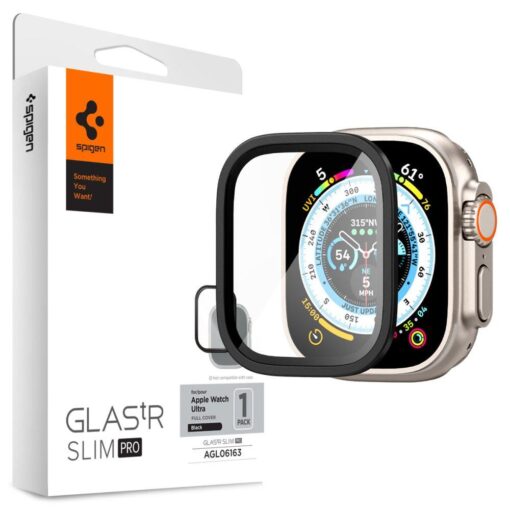 Apple Watch ULTRA 49mm kaitseklaas Spigen Glas.tR Slim PRO must