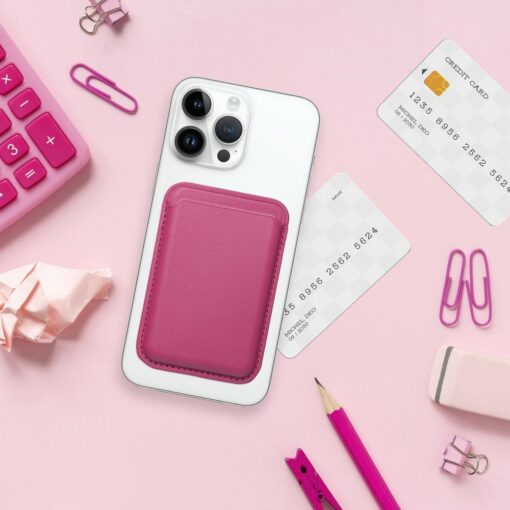 MagSafe kaarditasku kunstnahast roosa 5