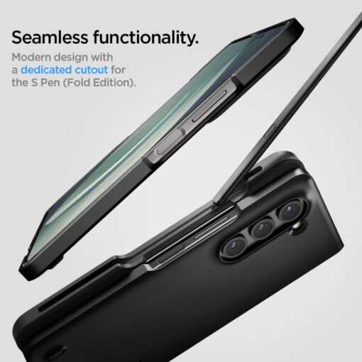 Samsung Z Fold 5 umbris plastikust Spigen Thin Fit pliiatsihoidikuga must 13