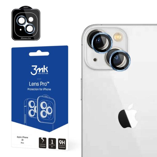 Apple iPhone 15 kaamera kaitseklaas 3mk Lens Protect PRO sinine 4