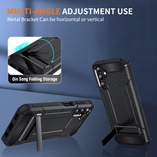 Samsung A14 kaaned Hybrid Armor Kickstand plastikust ja silikoonist must 3