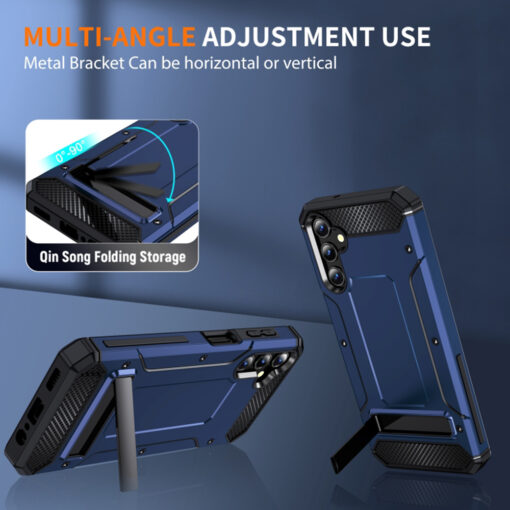 Samsung A14 kaaned Hybrid Armor Kickstand plastikust ja silikoonist sinine 3