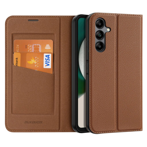 Samsung A34 kaaned kaarditaskuga Dux Ducis Skin X2 magnetiga sulguv pruun