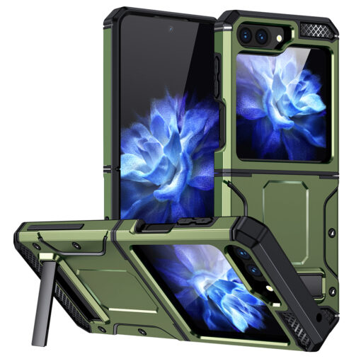 Samsung Z Flip 5 kaaned Hybrid Armor Kickstand plastikust ja silikoonist roheline