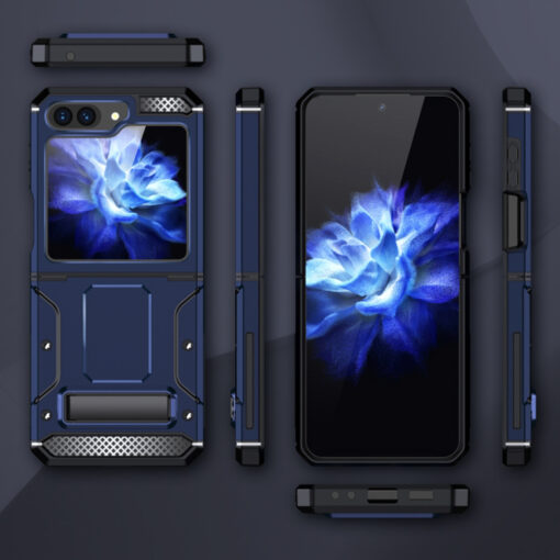 Samsung Z Flip 5 kaaned Hybrid Armor Kickstand plastikust ja silikoonist sinine 1