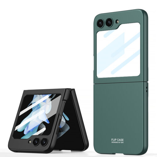 Samsung Z Flip5 umbris GKK 360 plastikust valise kaitseklaasiga roheline 2