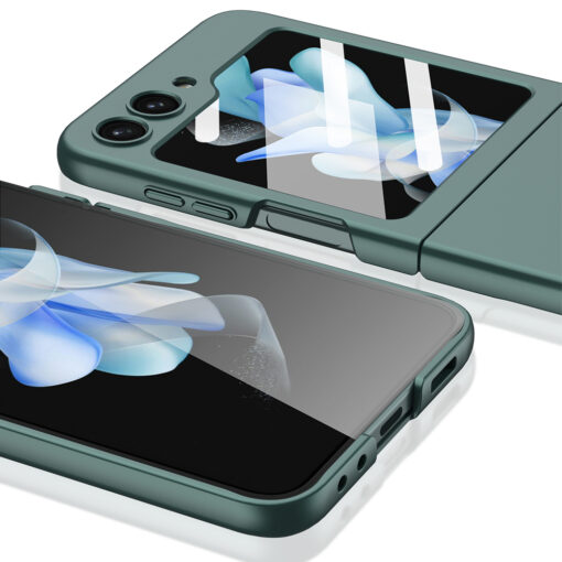 Samsung Z Flip5 umbris GKK 360 plastikust valise kaitseklaasiga roheline 3