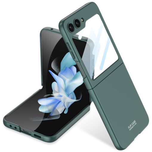 Samsung Z Flip5 umbris GKK 360 plastikust valise kaitseklaasiga roheline