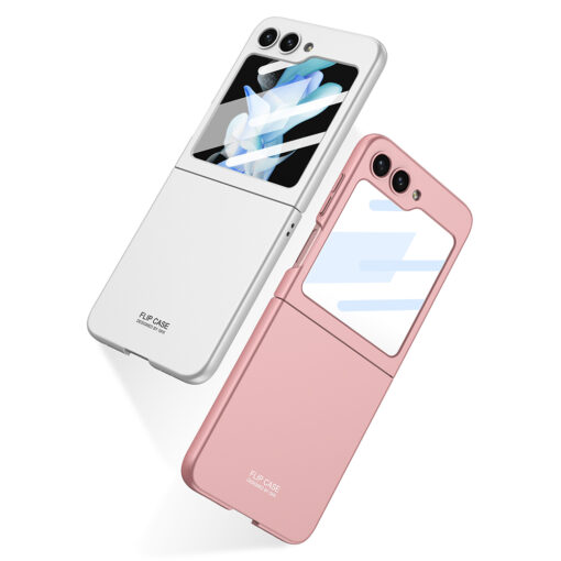 Samsung Z Flip5 umbris GKK 360 plastikust valise kaitseklaasiga roosa 1