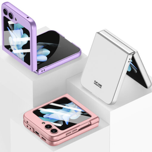 Samsung Z Flip5 umbris GKK 360 plastikust valise kaitseklaasiga roosa 2