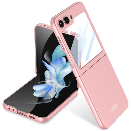 Samsung Z Flip5 umbris GKK 360 plastikust valise kaitseklaasiga roosa