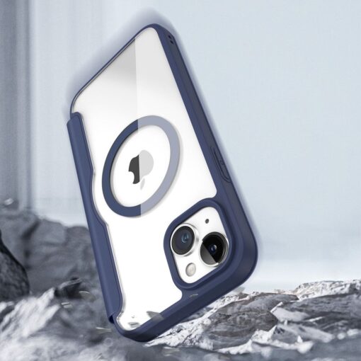 iPhone 15 PLUS kaaned DUX DUCIS Skin X Pro Folio MagSafe silikoonist ja kunstnahast sinine 12