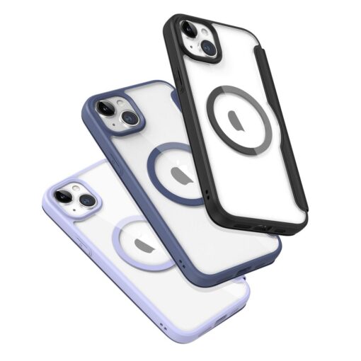 iPhone 15 PLUS kaaned DUX DUCIS Skin X Pro Folio MagSafe silikoonist ja kunstnahast sinine 2