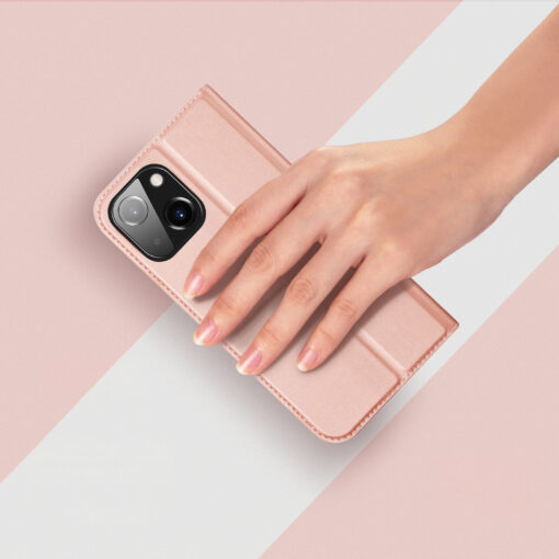 iPhone 15 PLUS kaaned Dux Ducis Skin Pro kunstnahast roosa 12