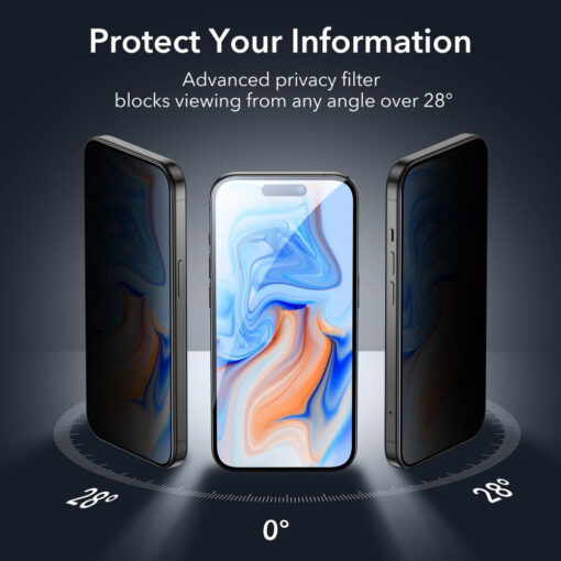iPhone 15 PLUS kaitseklaas privaatsusfiltriga ESR Tempered Glass Privacy 5