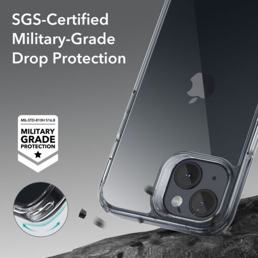 iPhone 15 PLUS umbris ESR Ice Shield plastikust taguse ja silikoonist raamiga labipaistev 4