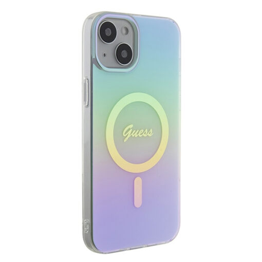 iPhone 15 PLUS umbris Guess GUHMP15MHITSQ plastikust taguse ja silikoonist raamiga turkiissinine 3