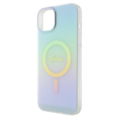 iPhone 15 PLUS umbris Guess GUHMP15MHITSQ plastikust taguse ja silikoonist raamiga turkiissinine 5