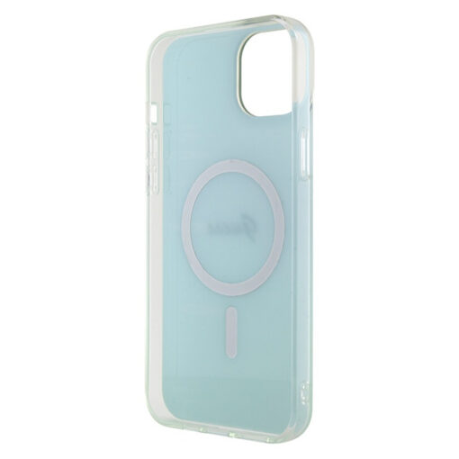 iPhone 15 PLUS umbris Guess GUHMP15MHITSQ plastikust taguse ja silikoonist raamiga turkiissinine 6