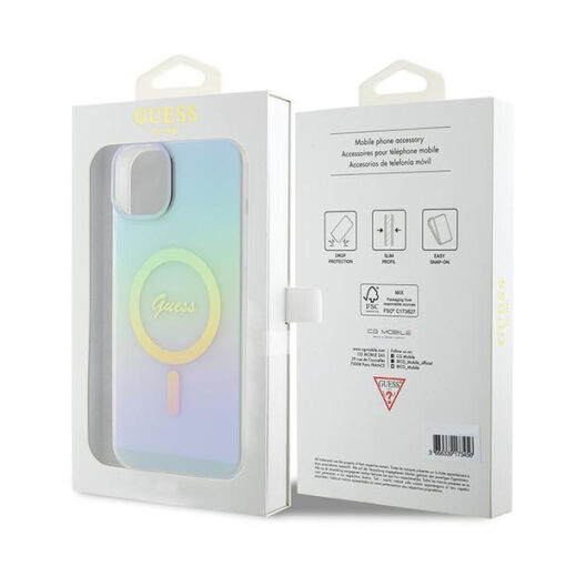 iPhone 15 PLUS umbris Guess GUHMP15MHITSQ plastikust taguse ja silikoonist raamiga turkiissinine 7