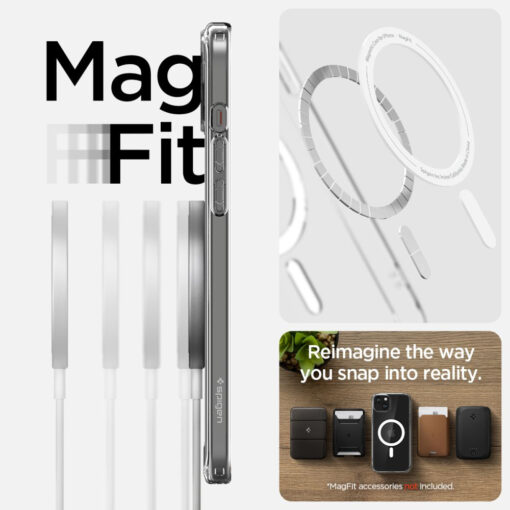 iPhone 15 PLUS umbris Spigen Ultra Hybrid Mag MagSafe plastikust taguse ja silikoonist raamiga valge 10