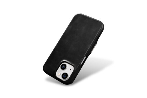 iPhone 15 PLUS umbris iCarer Oil Wax Premium Leather MagSafe nahast must 10