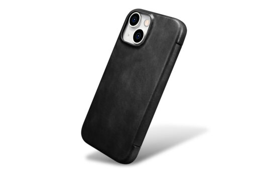 iPhone 15 PLUS umbris iCarer Oil Wax Premium Leather MagSafe nahast must 13